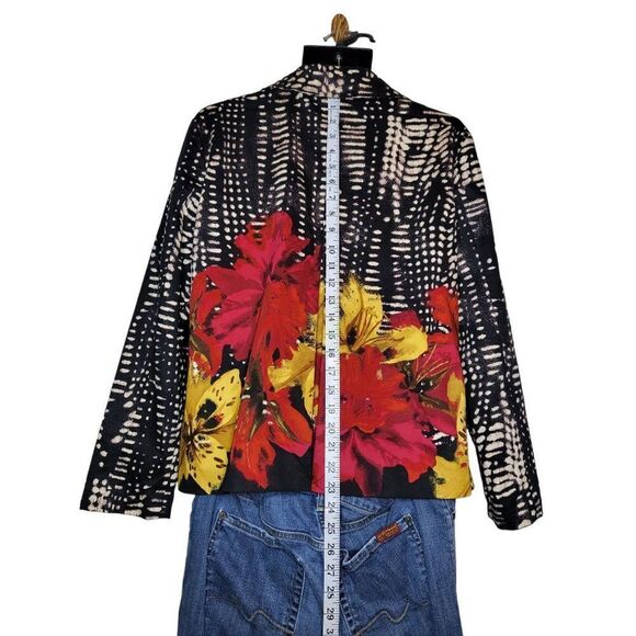 Chicos‎ Floral Button Up Sz 2 Blazer Women Multicolor Long Sleeve - Picture 3 of 7